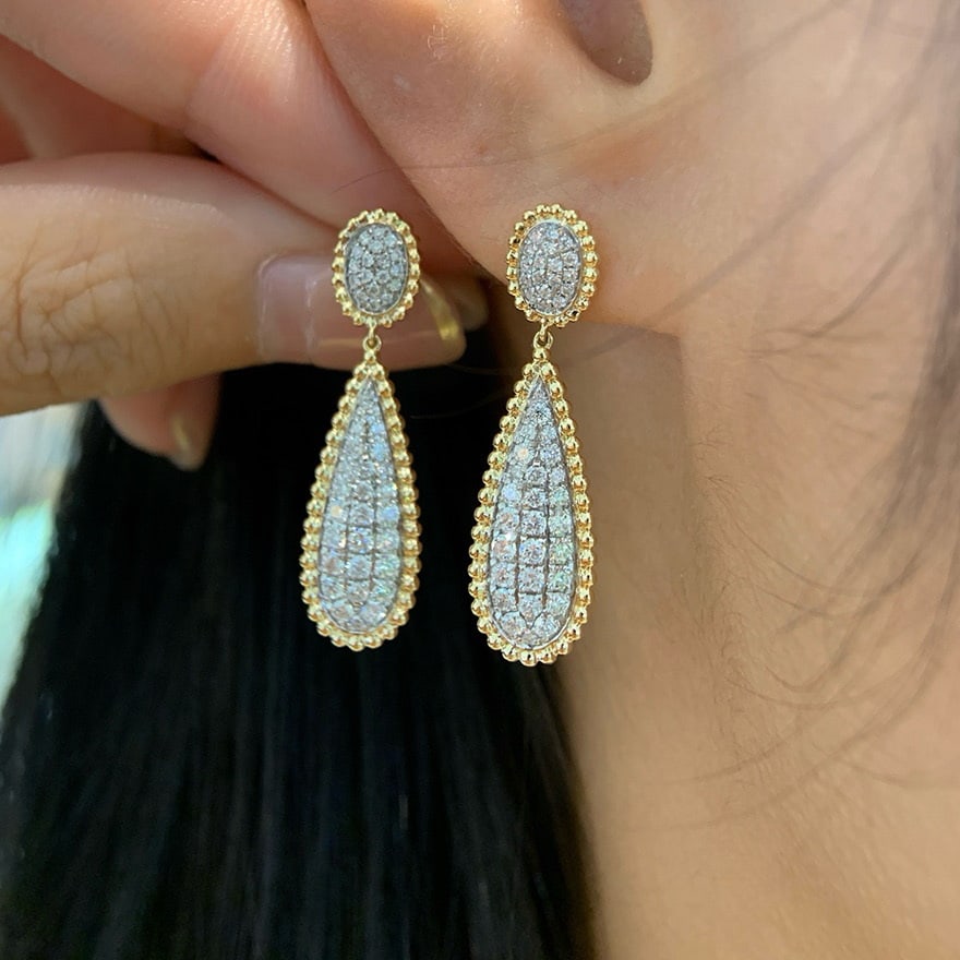 14k Gold 0.8 Ct Natural H Diamond Earrings - 4