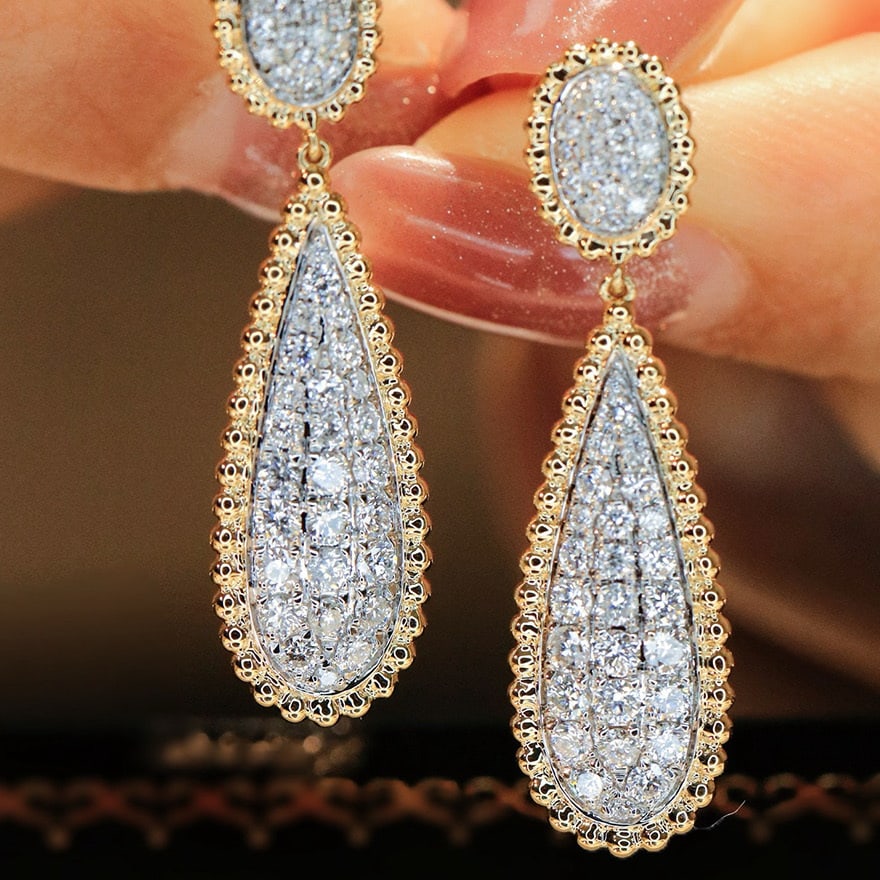 14k Gold 0.8 Ct Natural H Diamond Earrings - 5