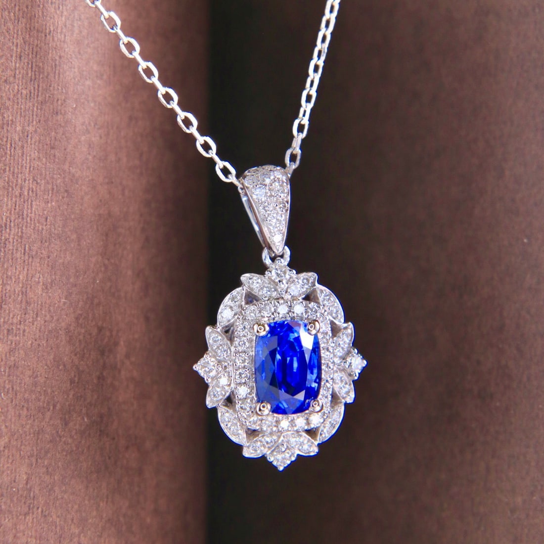 14k Gold 1.50 Ctw Natural Sapphire & Diamond Necklace - 8