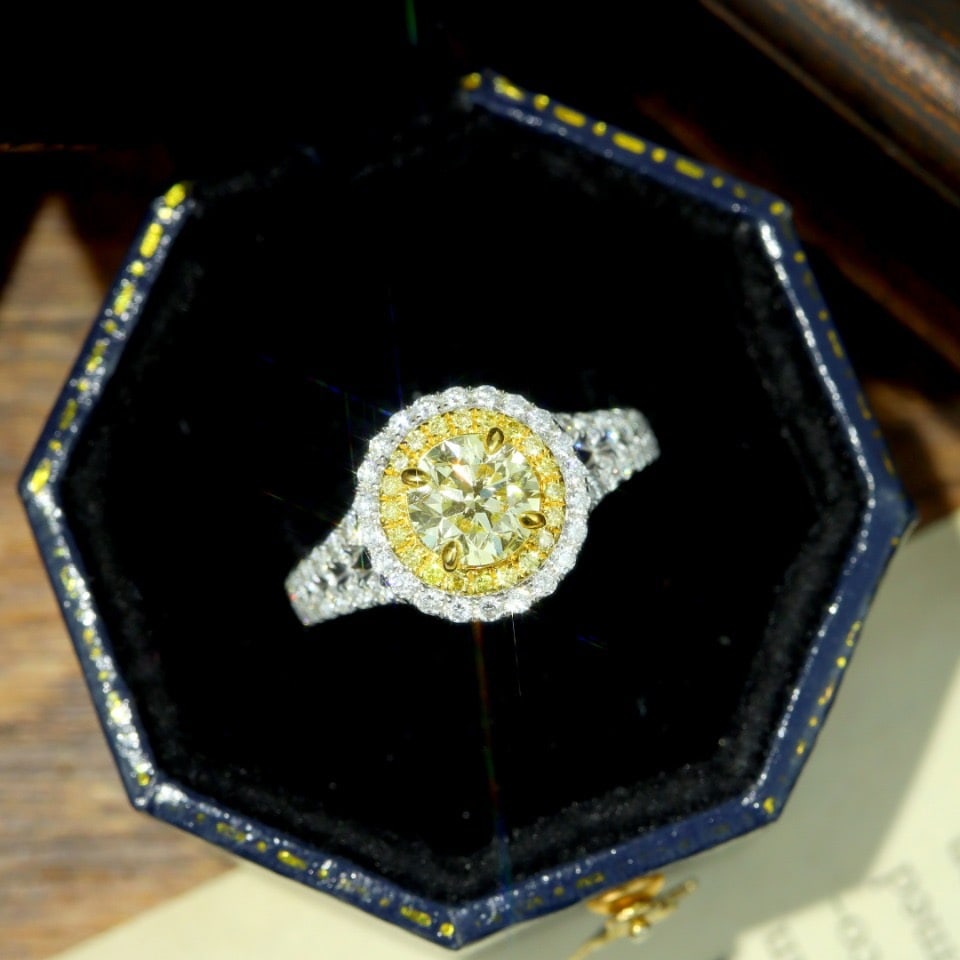 14k Gold 1.57 Ctw Natural Yellow Diamond & Diamond Ring - 3