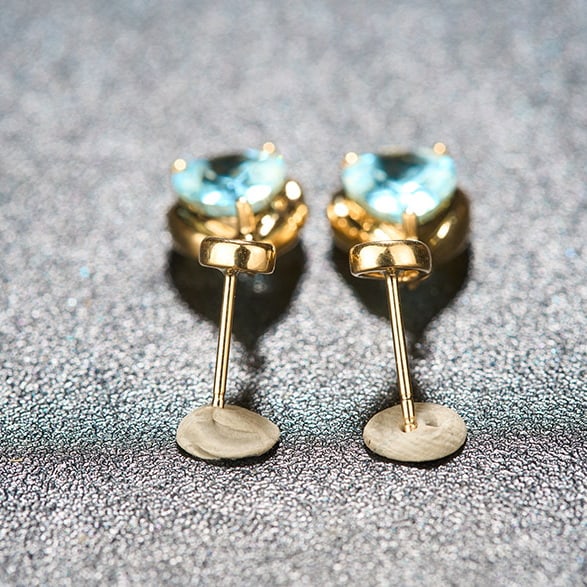 14k Gold 3.42 Ct Natural Aquamarine Earrings - 5