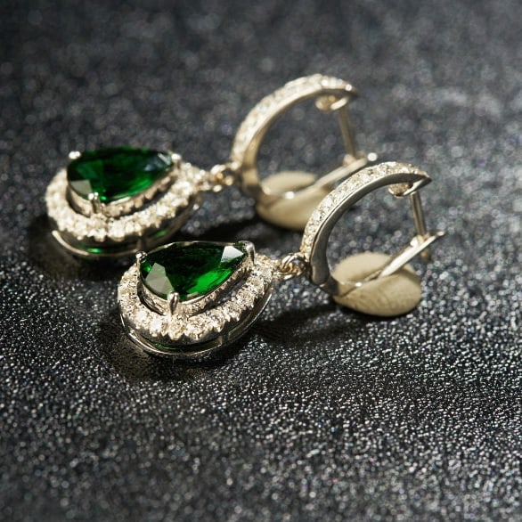 14k Gold 2.20 Ctw Natural Tourmaline & Diamond Earrings - 4