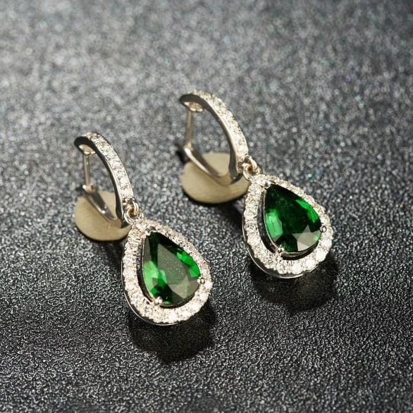 14k Gold 2.20 Ctw Natural Tourmaline & Diamond Earrings - 5