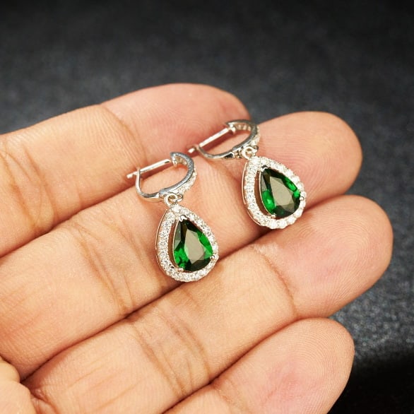 14k Gold 2.20 Ctw Natural Tourmaline & Diamond Earrings - 6