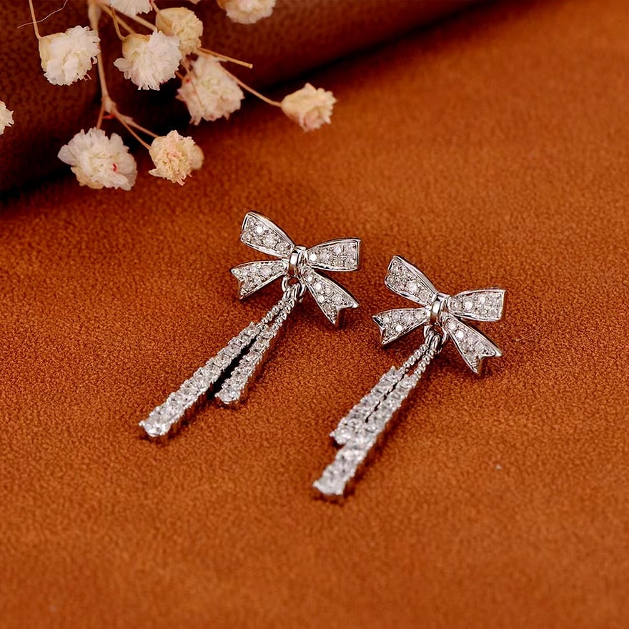 14k Gold 0.80 Ct Natural H Diamond Earrings - 3