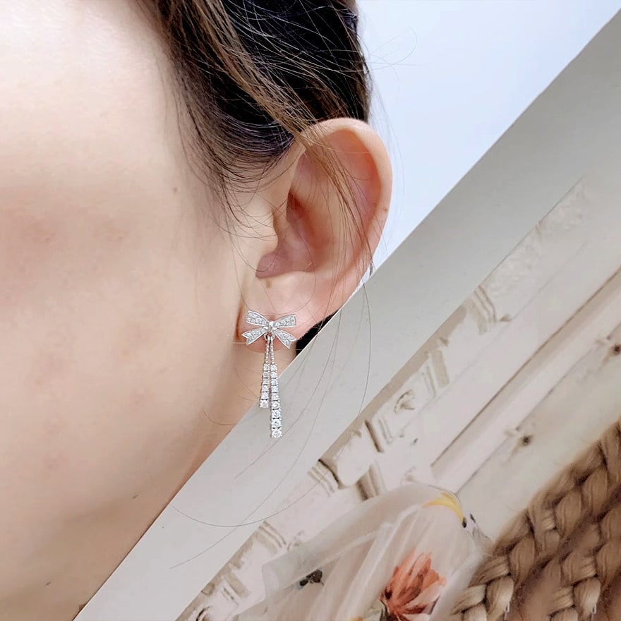 14k Gold 0.80 Ct Natural H Diamond Earrings - 4