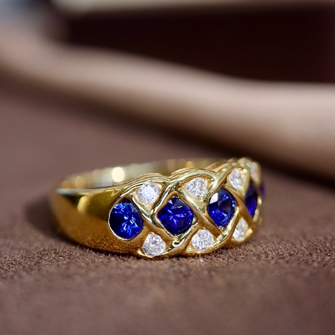 14k Gold 0.88 Ctw Natural Sapphire & Diamond Ring - 6
