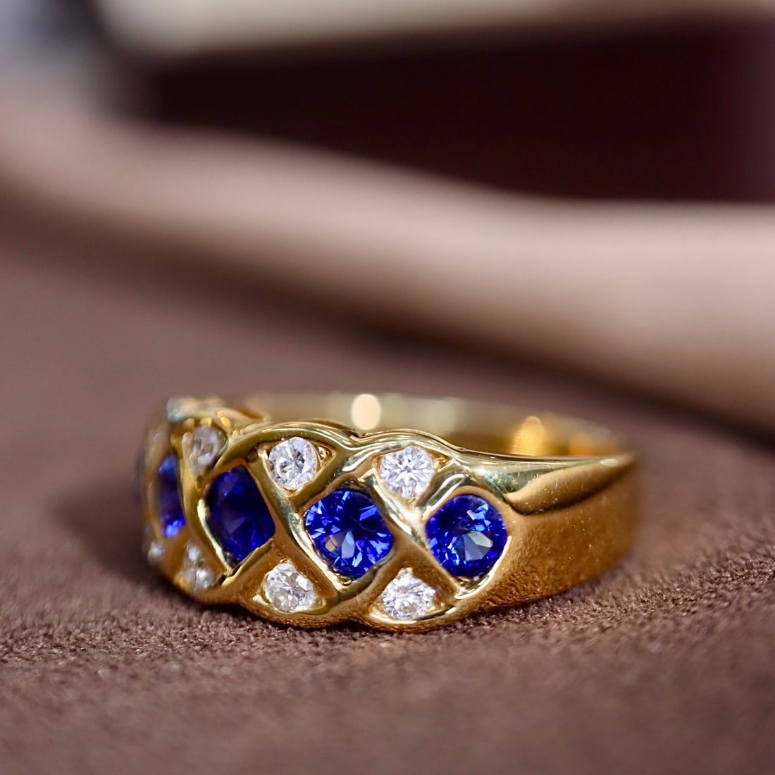 14k Gold 0.88 Ctw Natural Sapphire & Diamond Ring - 7