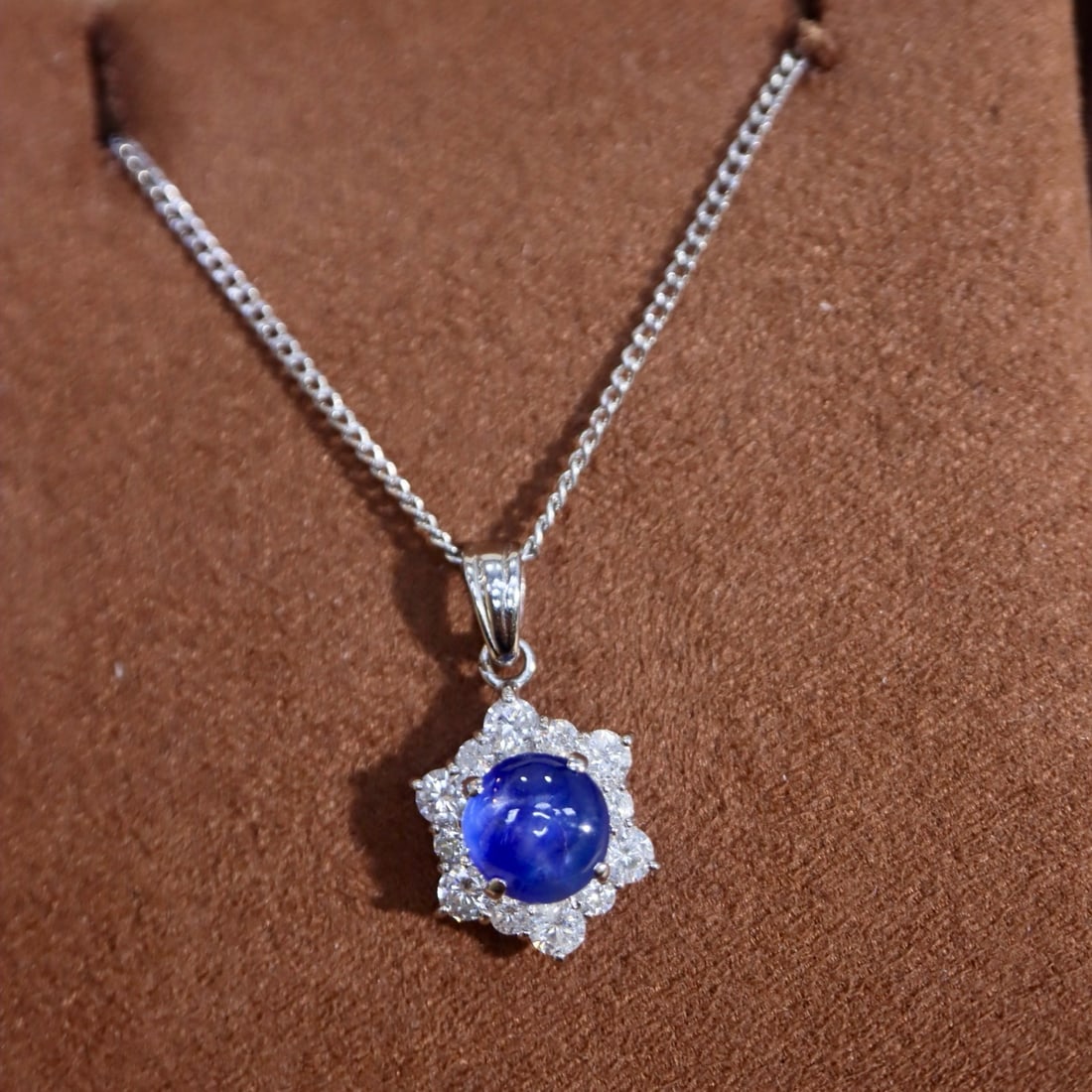 14k Gold 2.93 Ctw Natural Sapphire & Diamond Pendant( Without Chain ) - 2