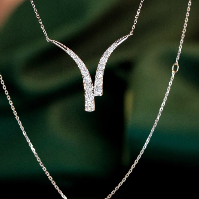 14k Gold 0.65 Ct Natural H Diamond Necklace - 2