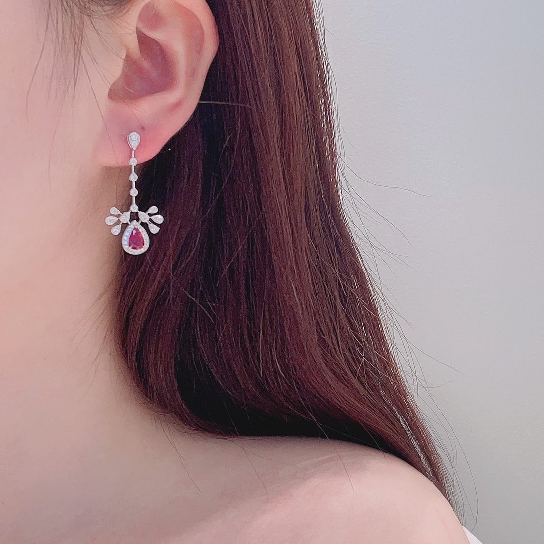 14k Gold 2.86 Ctw Natural Ruby & Diamond Earrings - 4