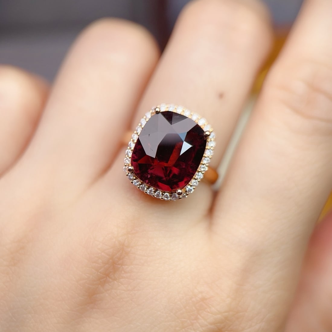 14k Gold 5.7 Ct Natural Tourmaline & Diamond Ring - 6
