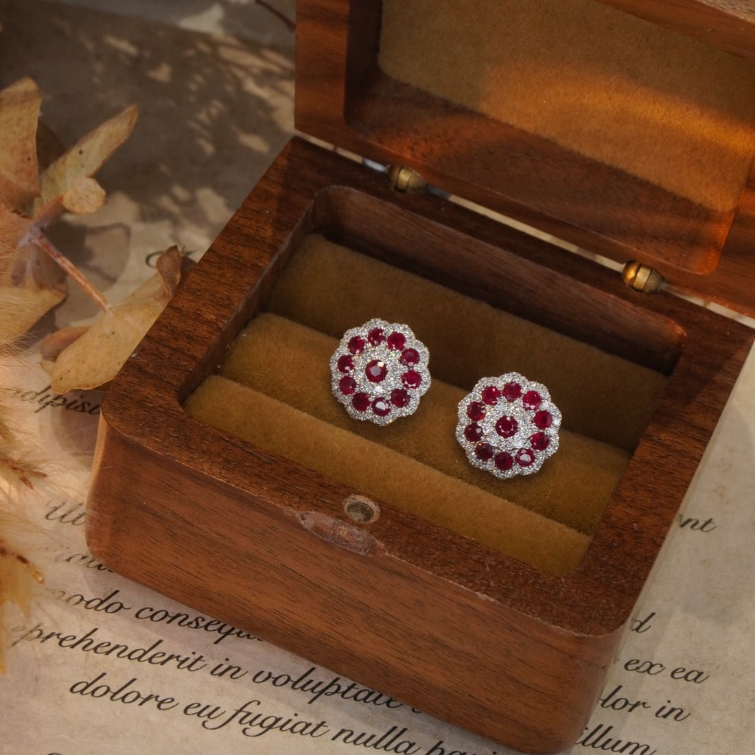 14k Gold 1.64 Ctw Natural Ruby & Diamond Earrings - 6