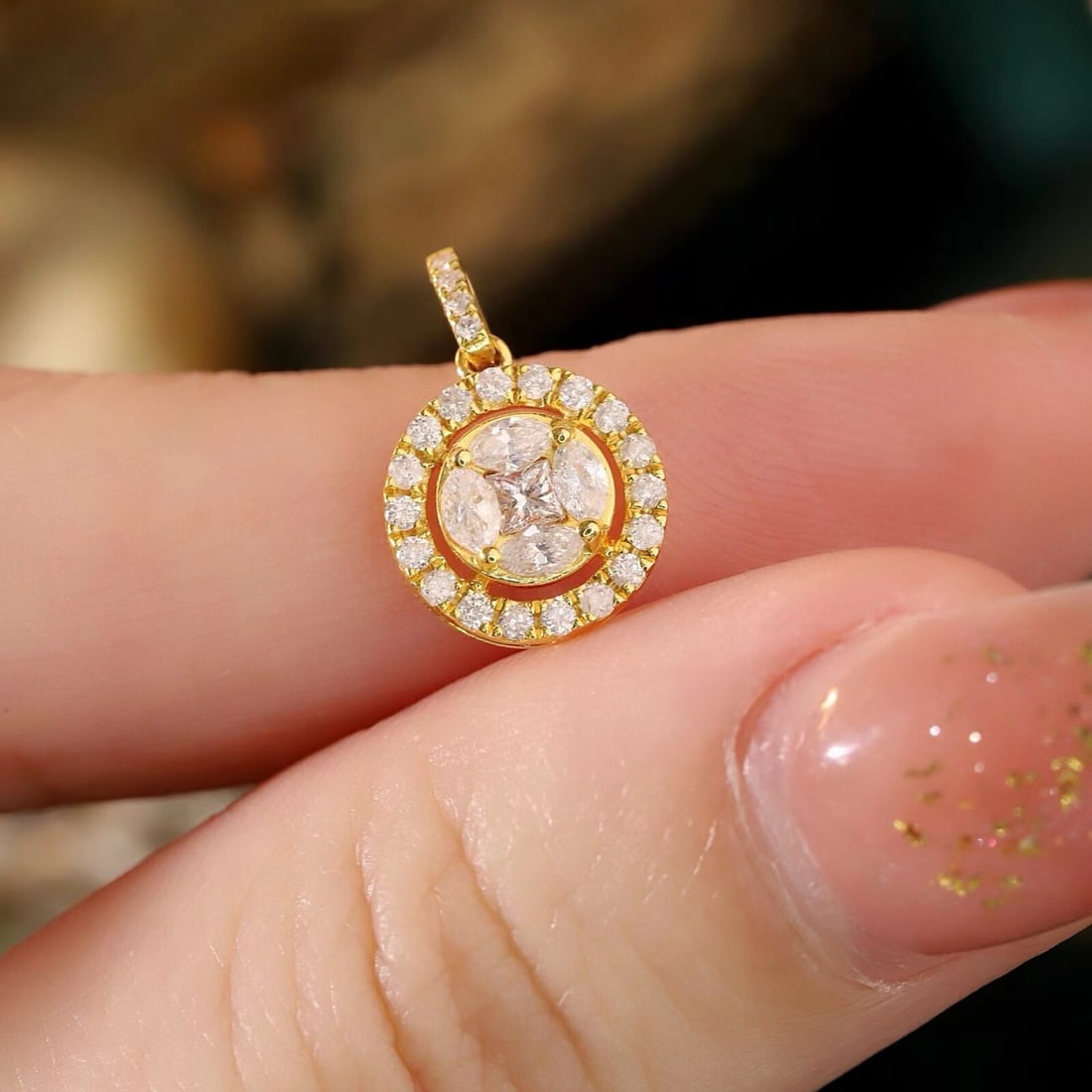 14k Gold 0.60 Ct Natural H Diamond Pendant( Without Chain ) - 7