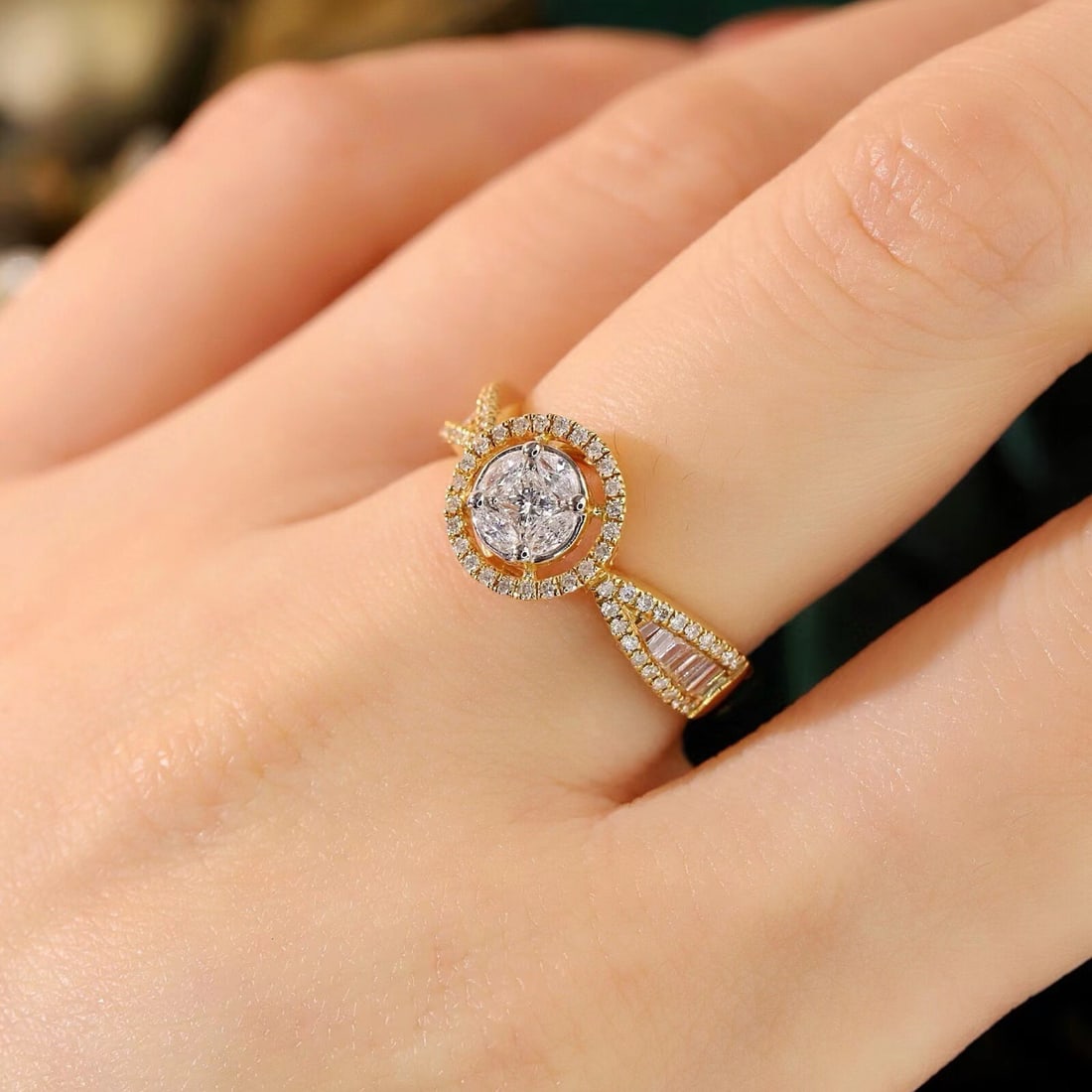 14k Gold 0.62 Ct Natural H Diamond Ring - 4