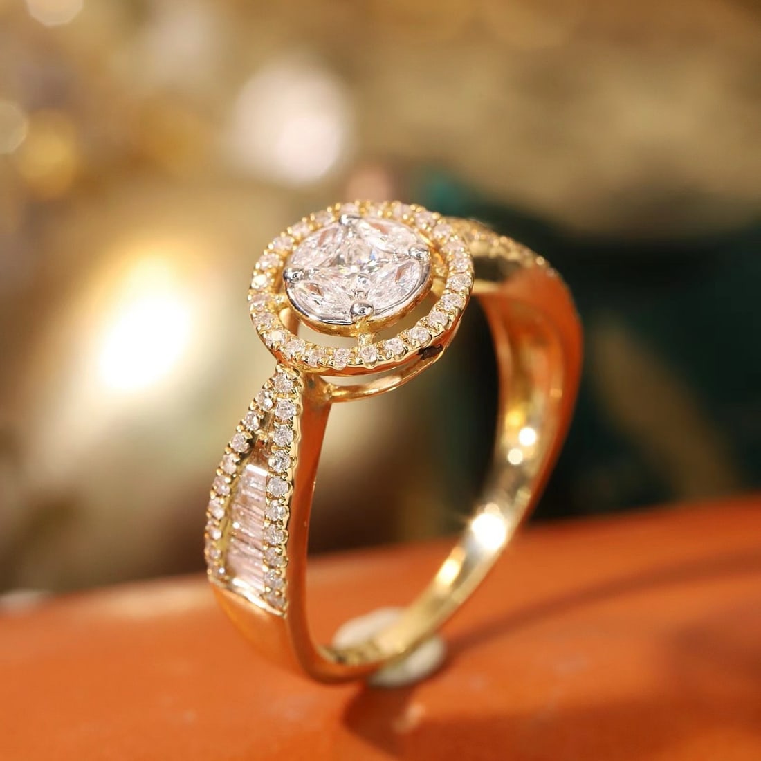 14k Gold 0.62 Ct Natural H Diamond Ring - 7