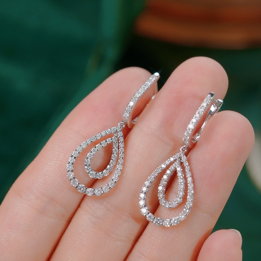 14k Gold 1.28 Ct Natural H Diamond Earrings - 8