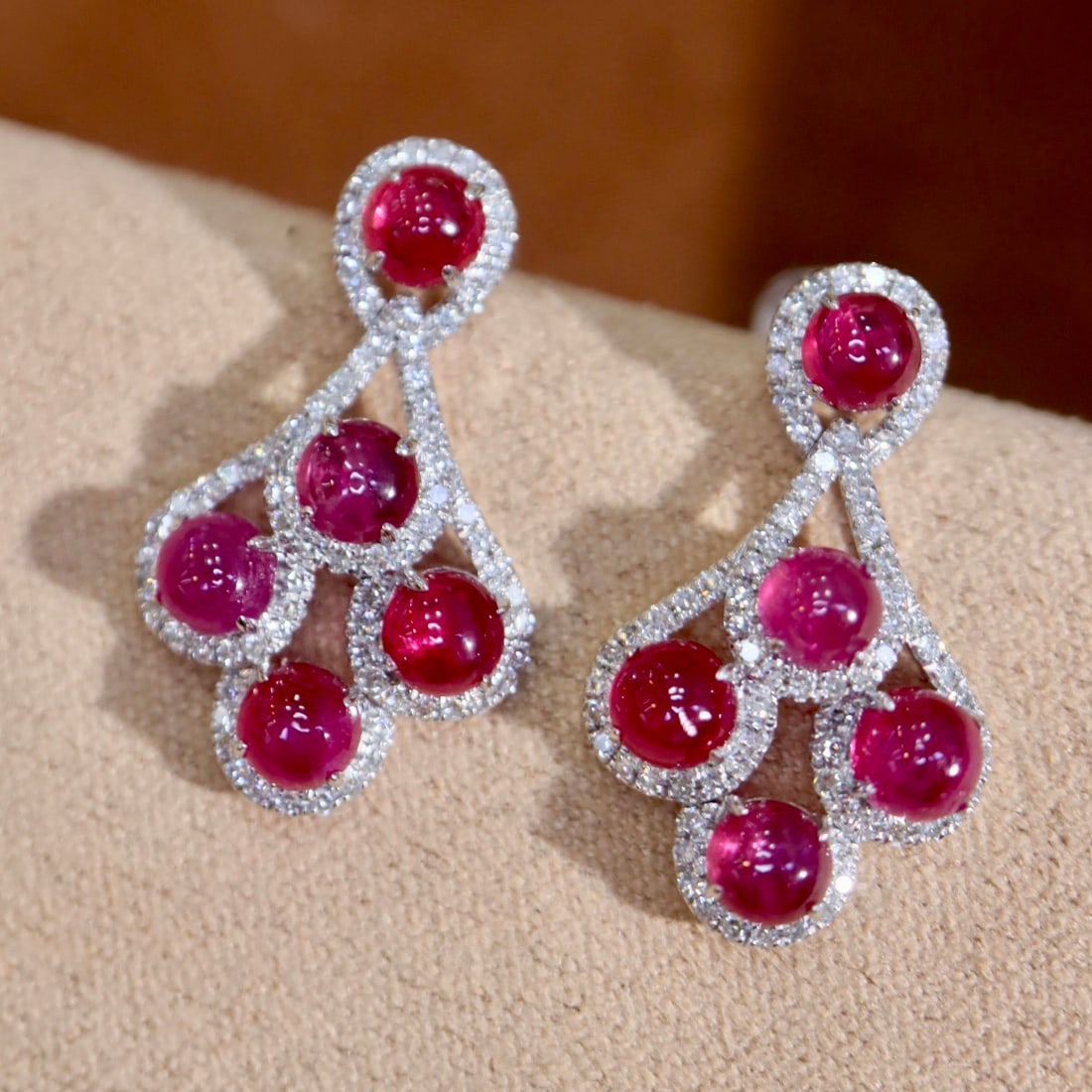 14k Gold 3.34 Ctw Natural Ruby & Diamond Earrings - 3