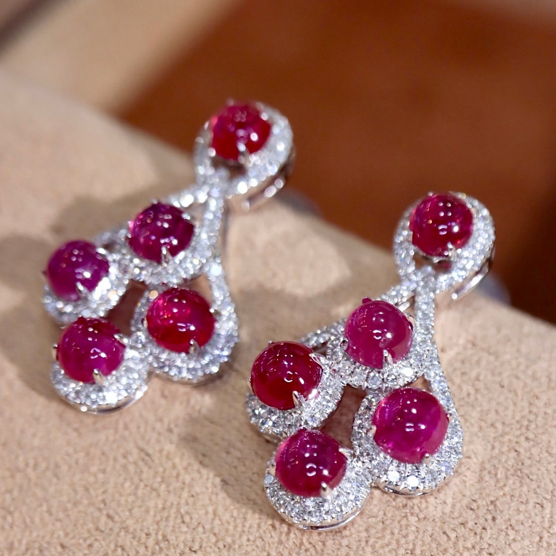 14k Gold 3.34 Ctw Natural Ruby & Diamond Earrings - 4