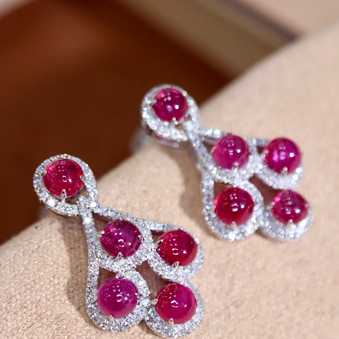 14k Gold 3.34 Ctw Natural Ruby & Diamond Earrings - 5