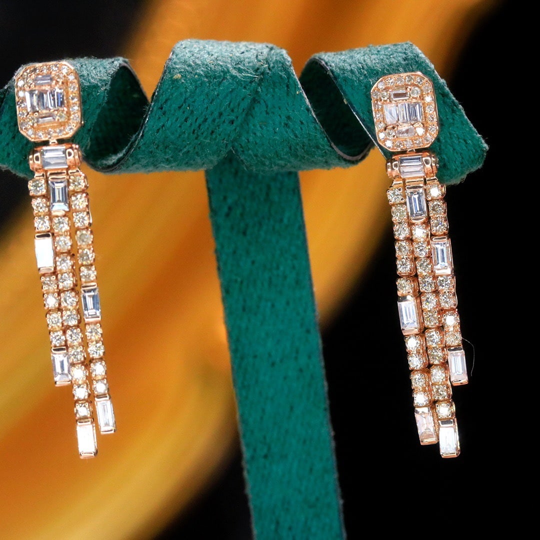 14k Gold 1.46 Ct Natural H Diamond Earrings - 3