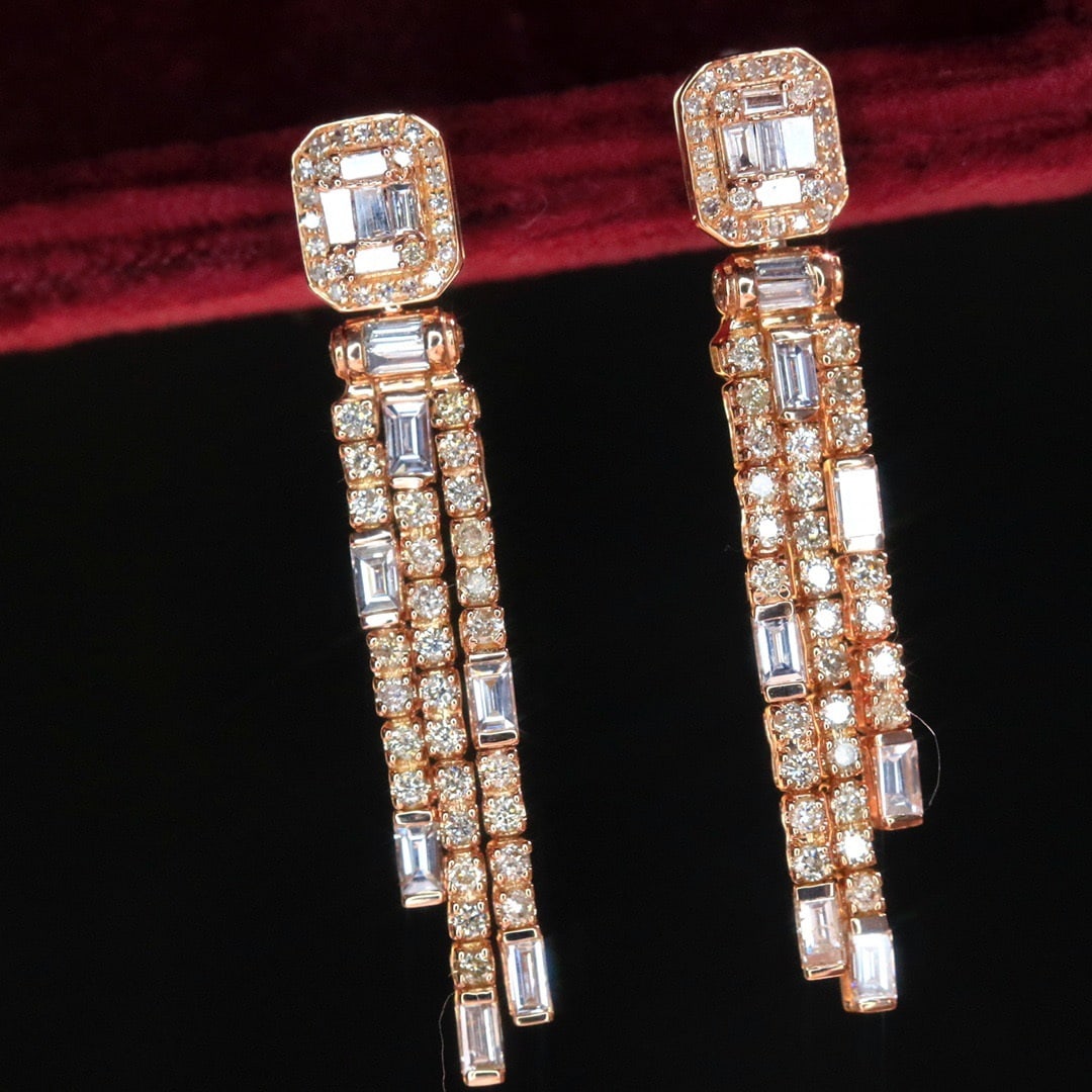 14k Gold 1.46 Ct Natural H Diamond Earrings - 4