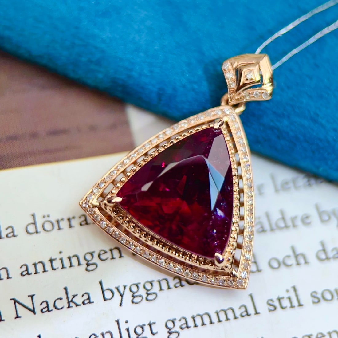 14k Gold 7.35 Ct Natural Tourmaline & Diamond Pendant( Without Chain ) - 5