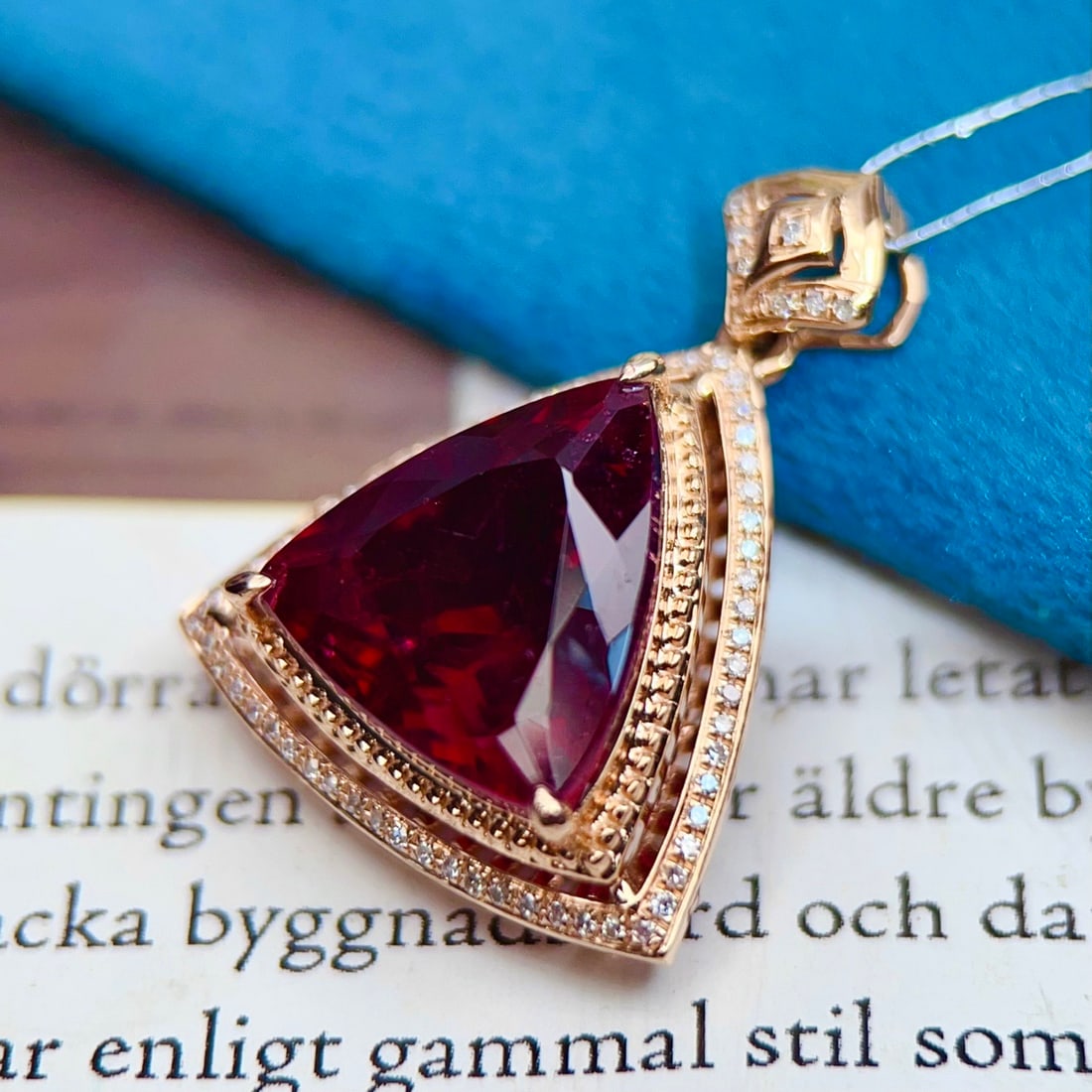 14k Gold 7.35 Ct Natural Tourmaline & Diamond Pendant( Without Chain ) - 6