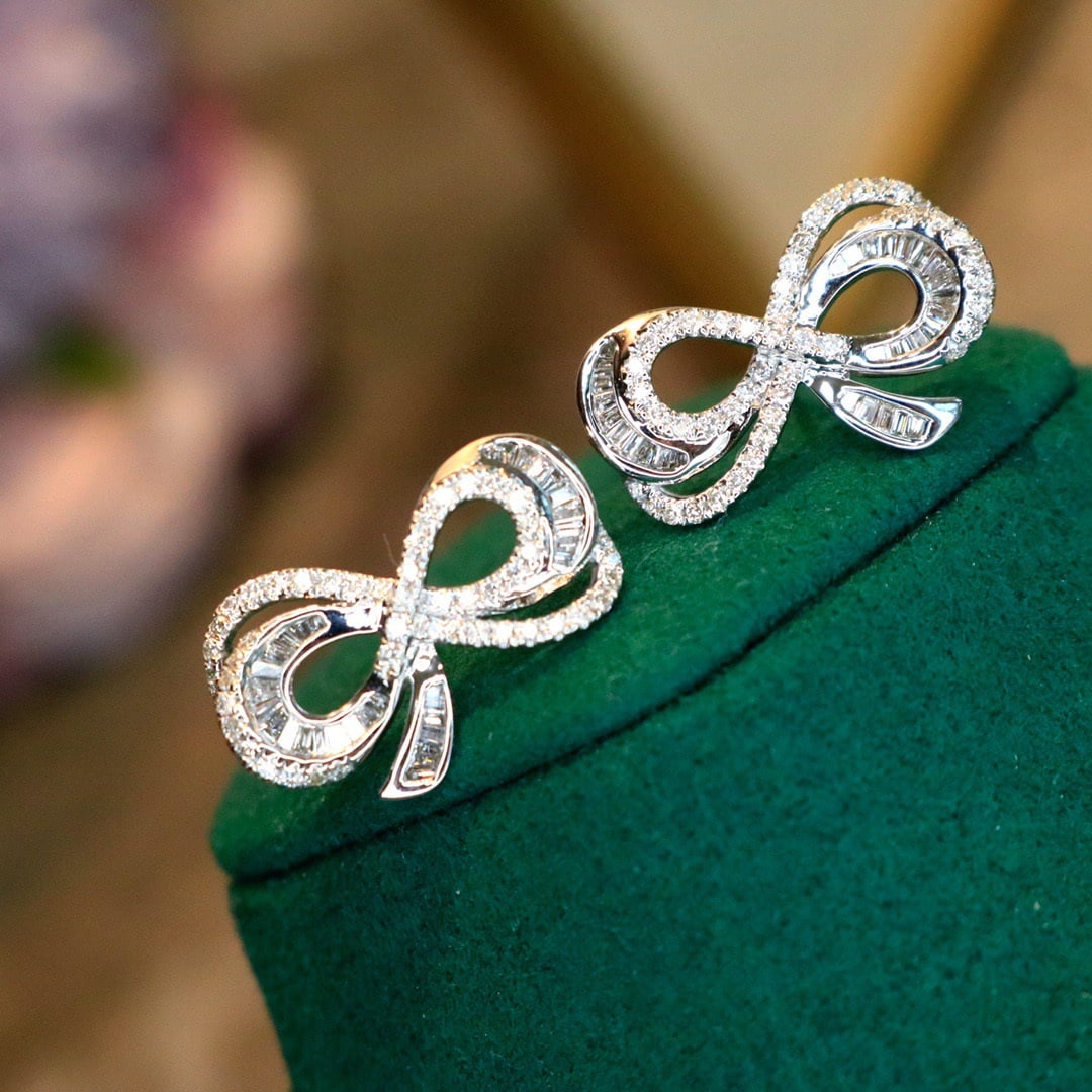 14k Gold 0.7 Ct Natural H Diamond Earrings - 2