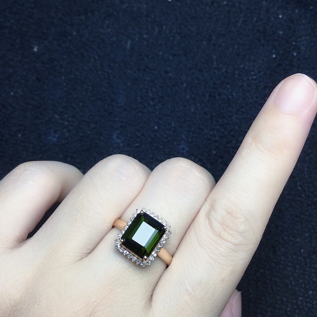 14k Gold 3.8 Ct Natural Tourmaline & Diamond Ring - 3