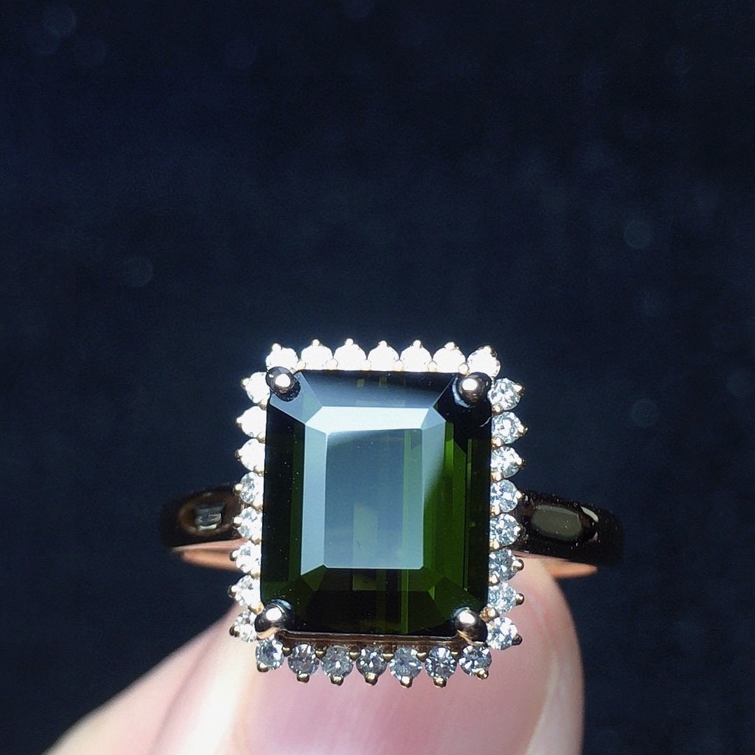 14k Gold 3.8 Ct Natural Tourmaline & Diamond Ring - 4