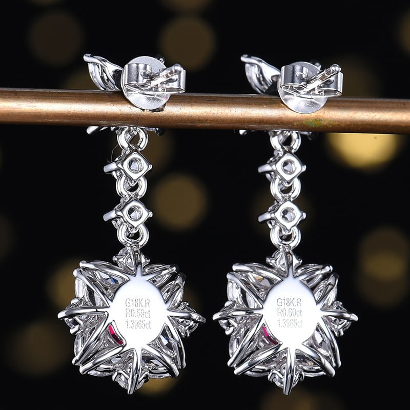 14k Gold 3.98 Ctw Natural Ruby & Sapphire Earrings - 4