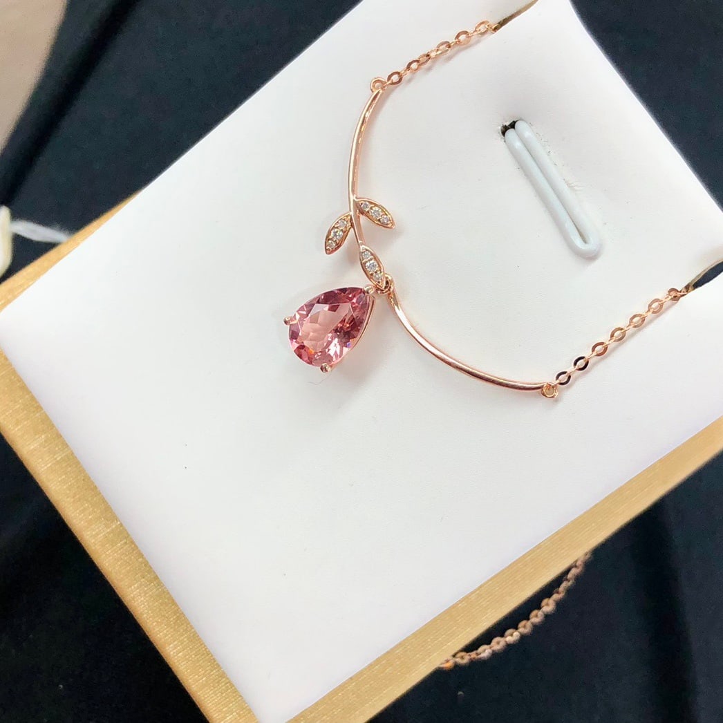 14k Gold 1.37 Ctw Natural Tourmaline & Diamond Necklace - 3