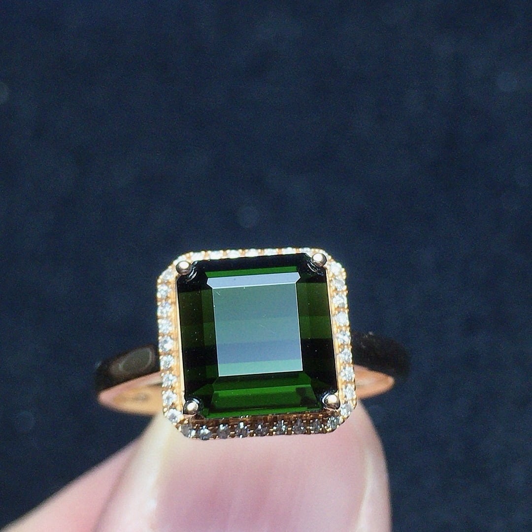 14k Gold 3.5 Ct Natural Tourmaline & Diamond Ring - 3