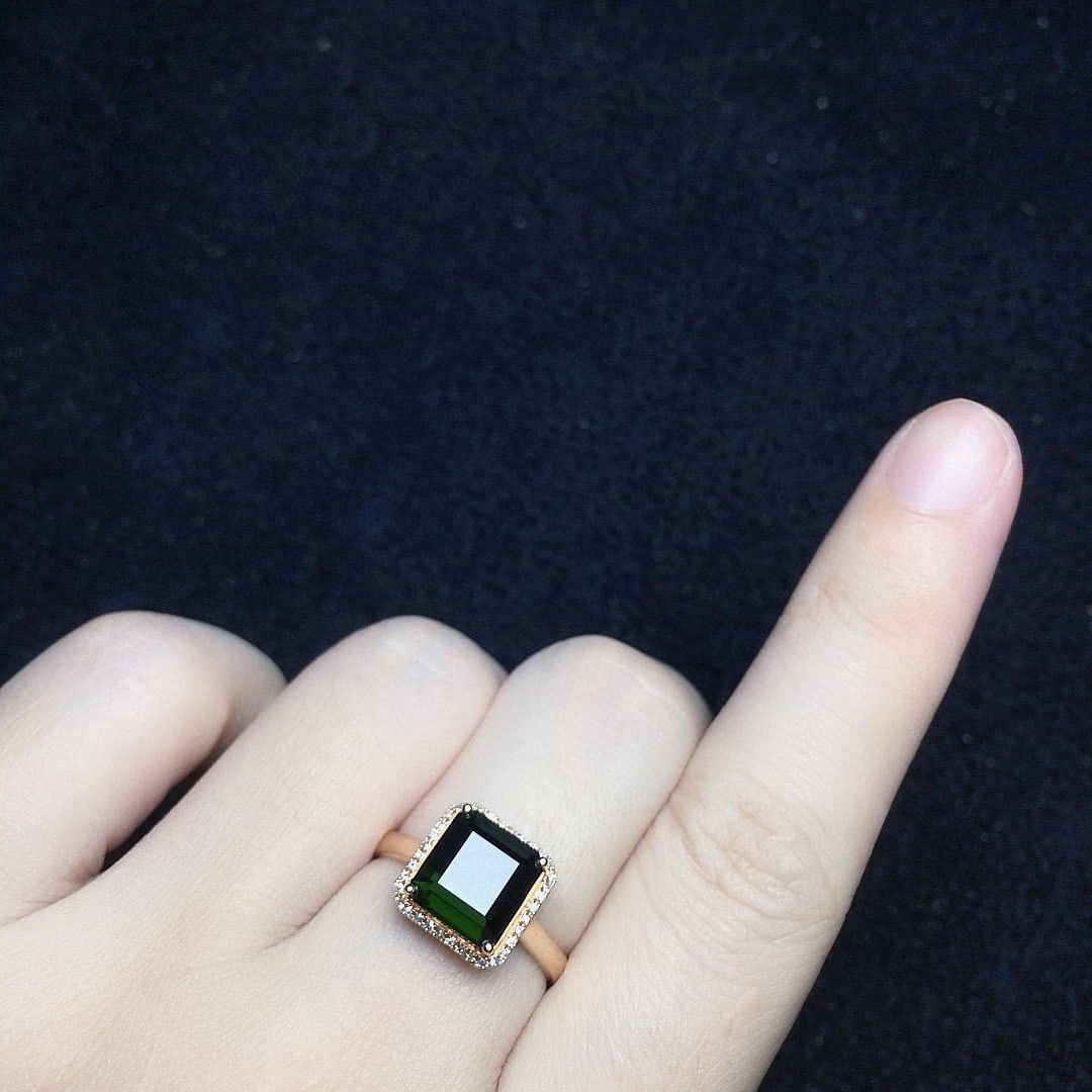 14k Gold 3.5 Ct Natural Tourmaline & Diamond Ring - 4