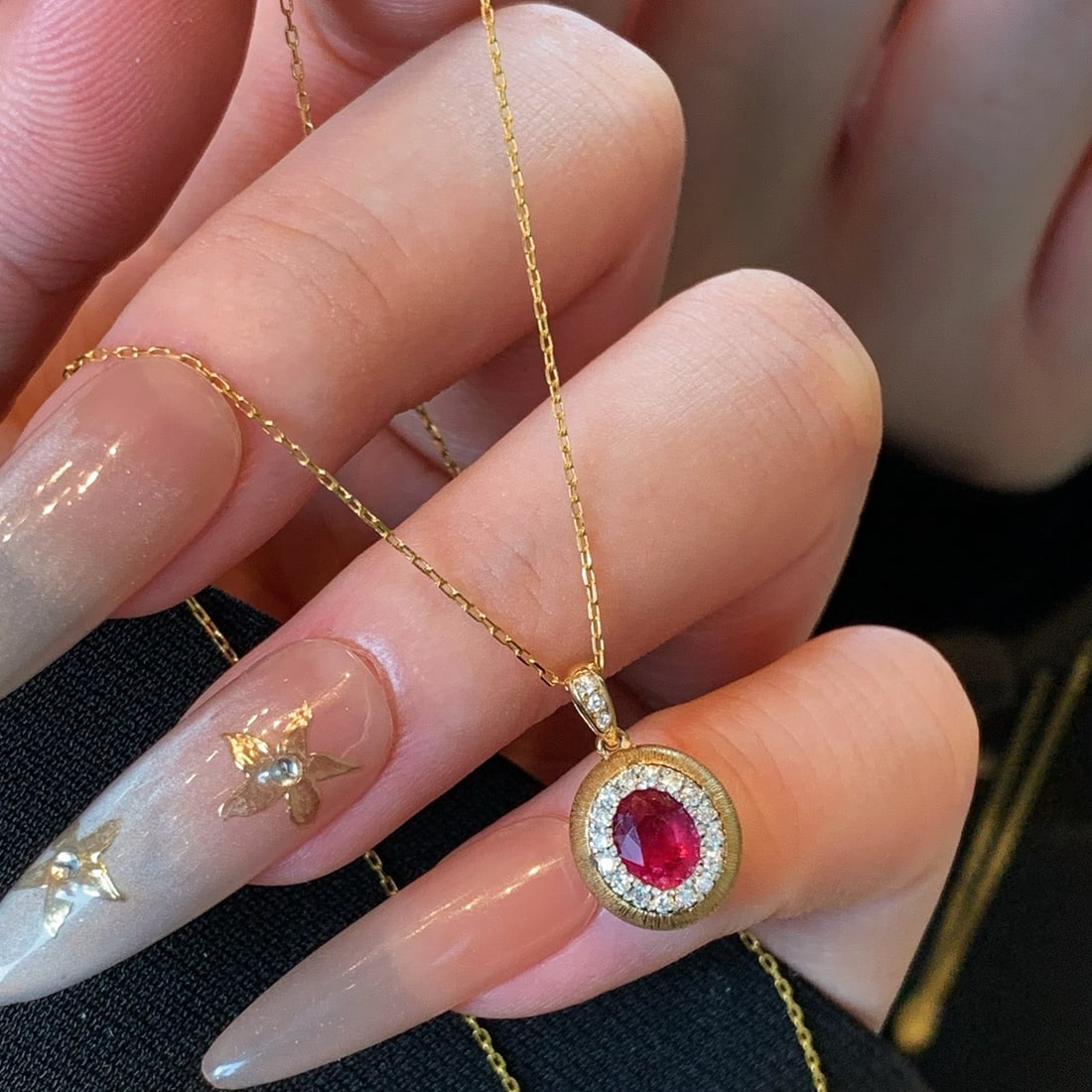 14k Gold 0.64 Ctw Natural Ruby & Diamond Pendant( Without Chain ) - 5