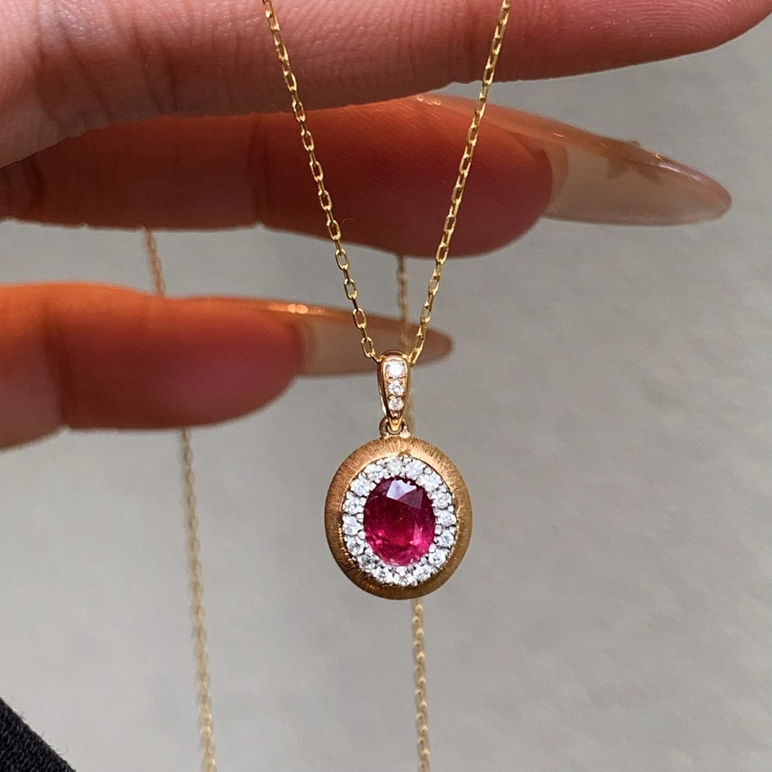 14k Gold 0.64 Ctw Natural Ruby & Diamond Pendant( Without Chain ) - 6