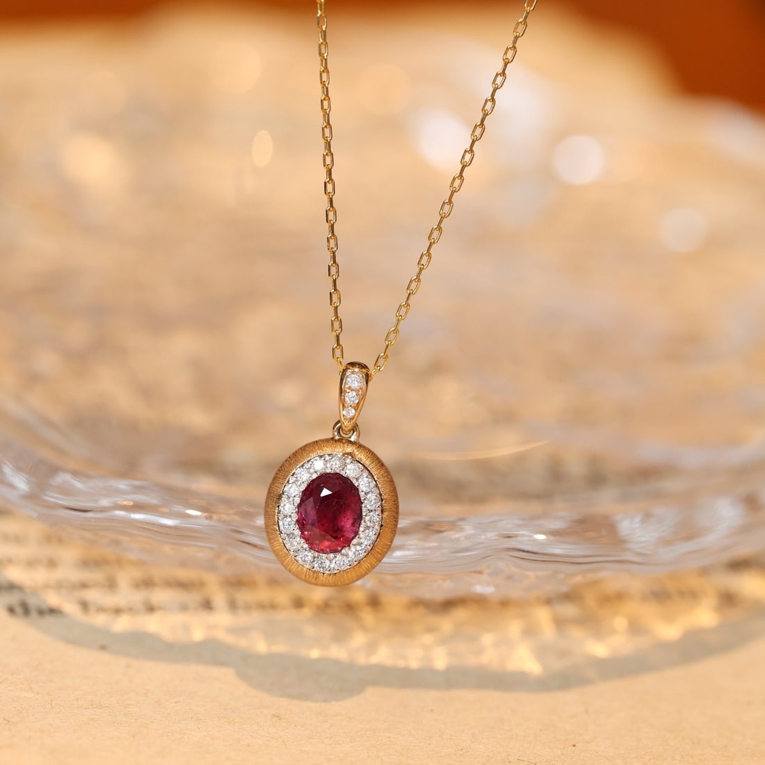 14k Gold 0.64 Ctw Natural Ruby & Diamond Pendant( Without Chain ) - 7