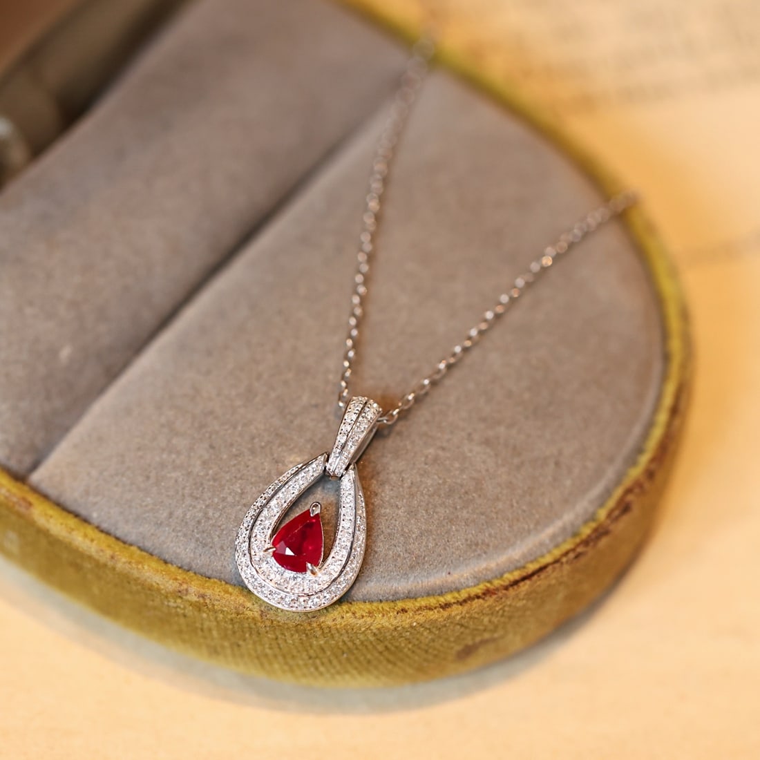 14k Gold 0.53 Ctw Vivid Red Natural Ruby & Diamond Pendant( Without Chain ) - 6