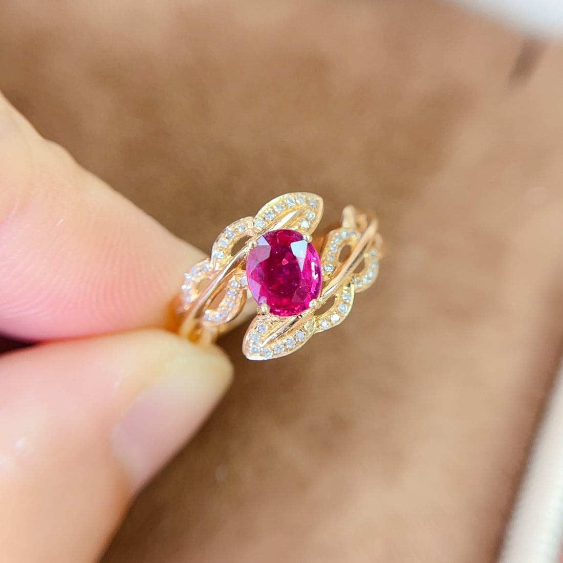 14k Gold 1.03 Ct Natural Ruby & Diamond Ring - 2