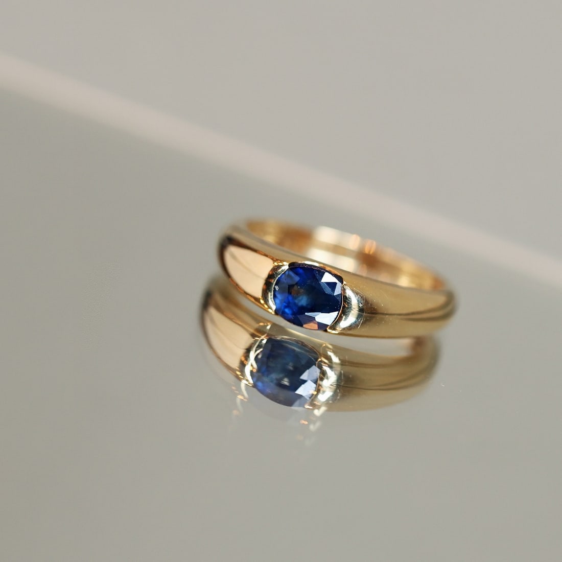 14k Gold 1.10 Ct Natural Sapphire Ring - 6