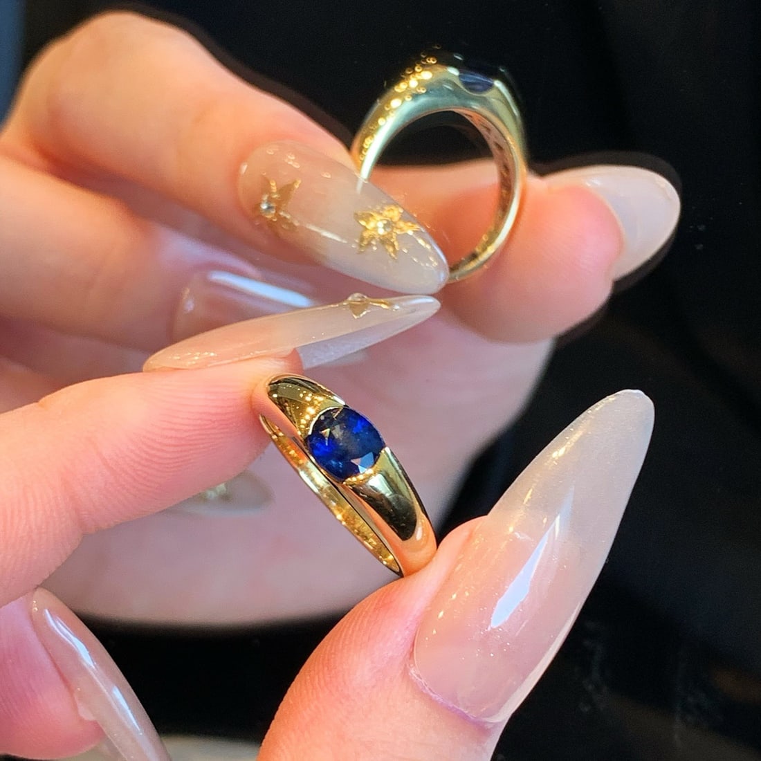 14k Gold 1.10 Ct Natural Sapphire Ring - 7