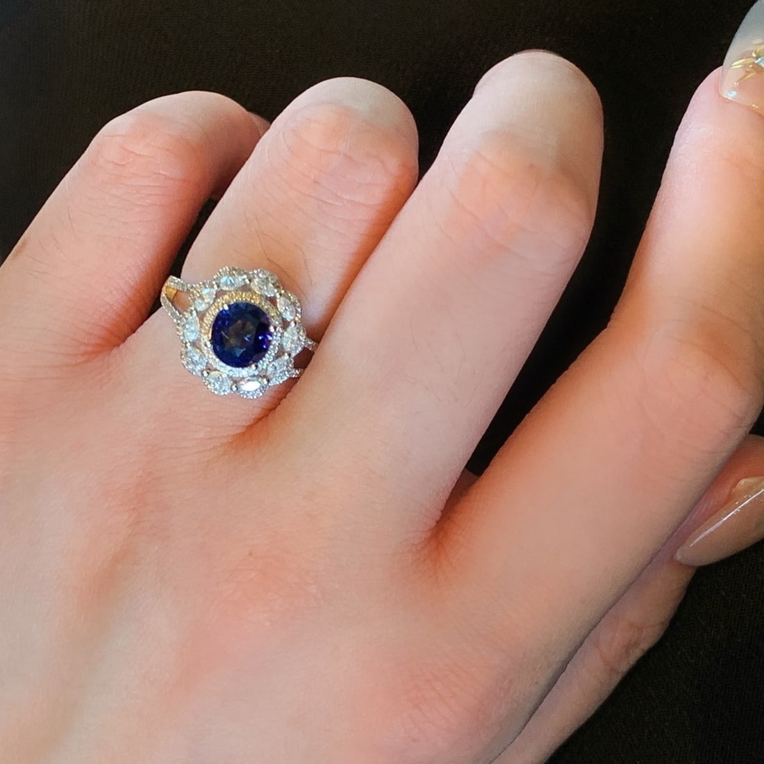 14k Gold 2.57 Ctw Natural Sapphire & Diamond Ring/pendant( Without Chain ) - 2