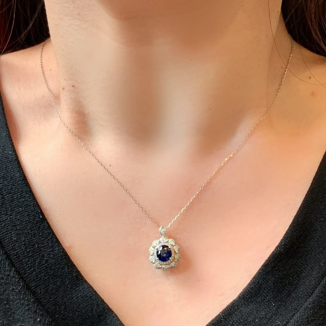 14k Gold 2.57 Ctw Natural Sapphire & Diamond Ring/pendant( Without Chain ) - 3