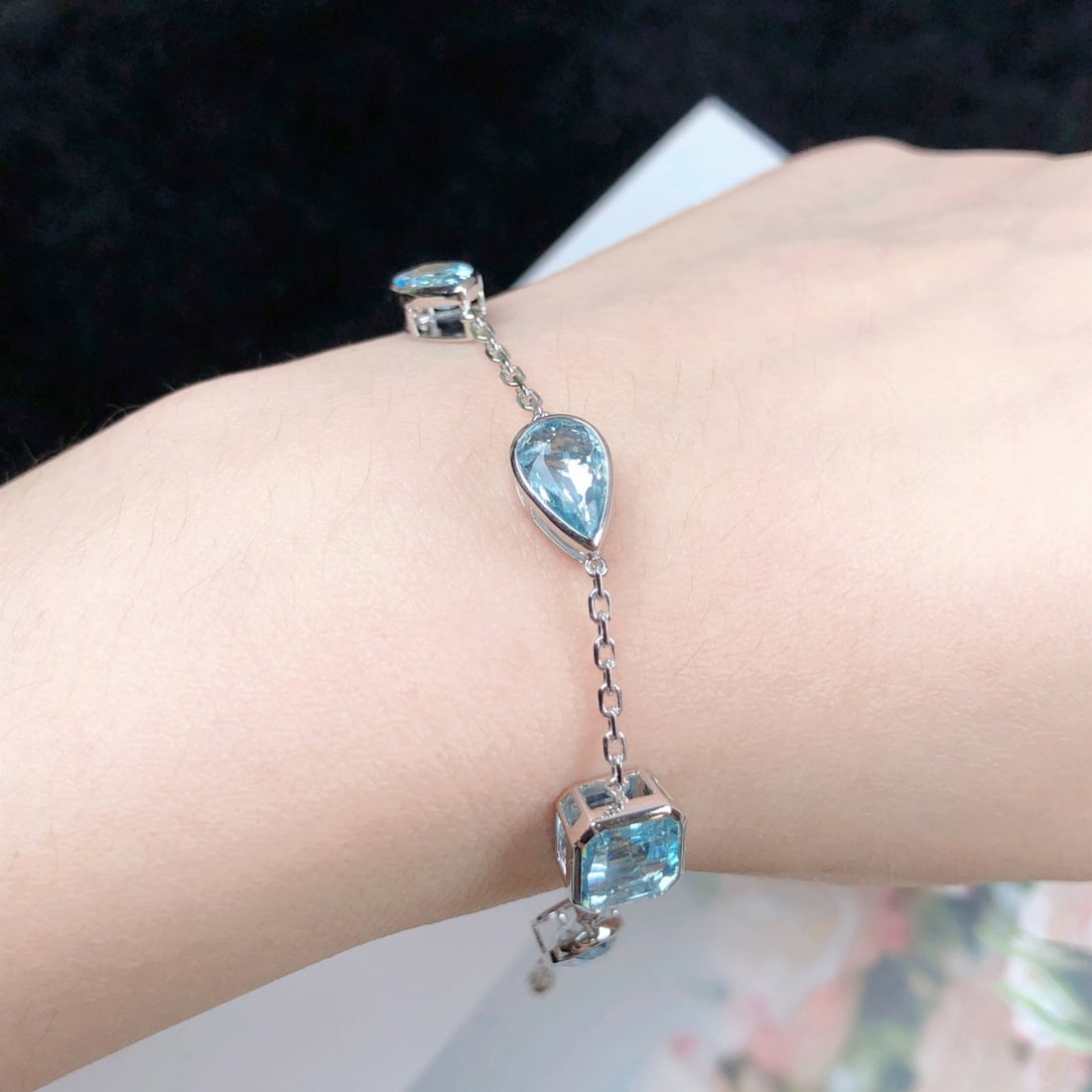 14k Gold 9.30 Ct Natural Aquamarine Bracelet - 5