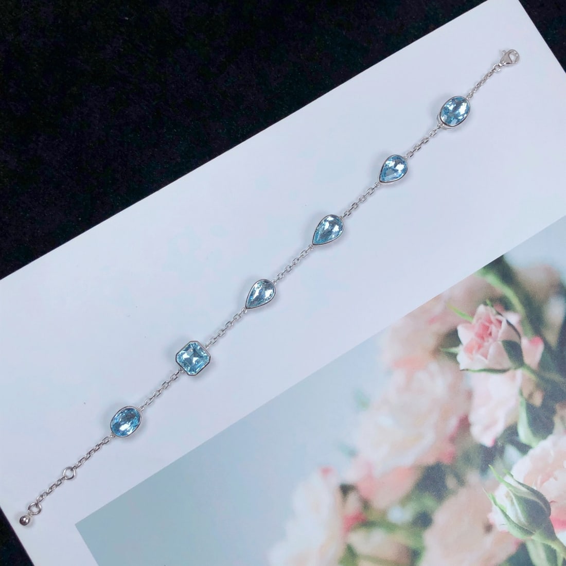 14k Gold 9.30 Ct Natural Aquamarine Bracelet - 7