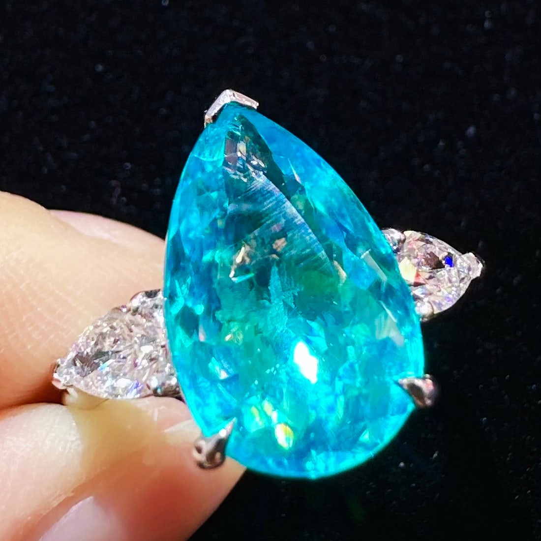 14k Gold 5.33 Ctw Natural Paraiba Tourmaline & Diamond Ring - 2