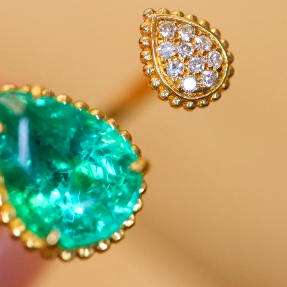 14k Gold 1.96 Ct Natural Emerald & Diamond Ring - 7