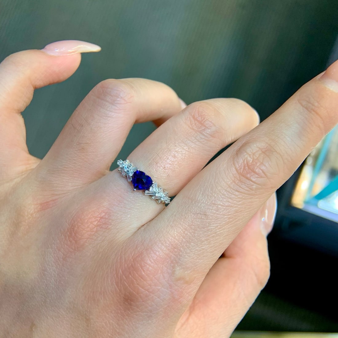 14k Gold 1.39 Ctw Natural Sapphire & Diamond Ring - 4