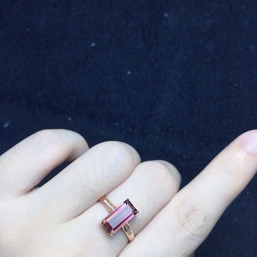 14k Gold 2.45 Ct Natural Tourmaline & Diamond Ring - 2